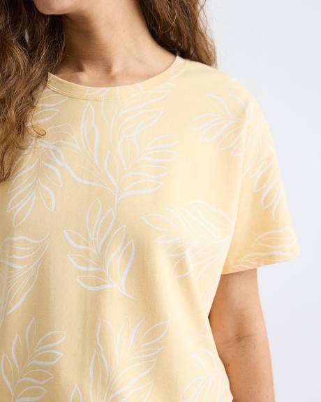 T-Shirt Ample &agrave; Manches Courtes et Col Rond