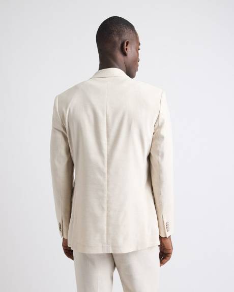 Veston de Complet à Coupe Ajustée en Lin à Boutonnage Double