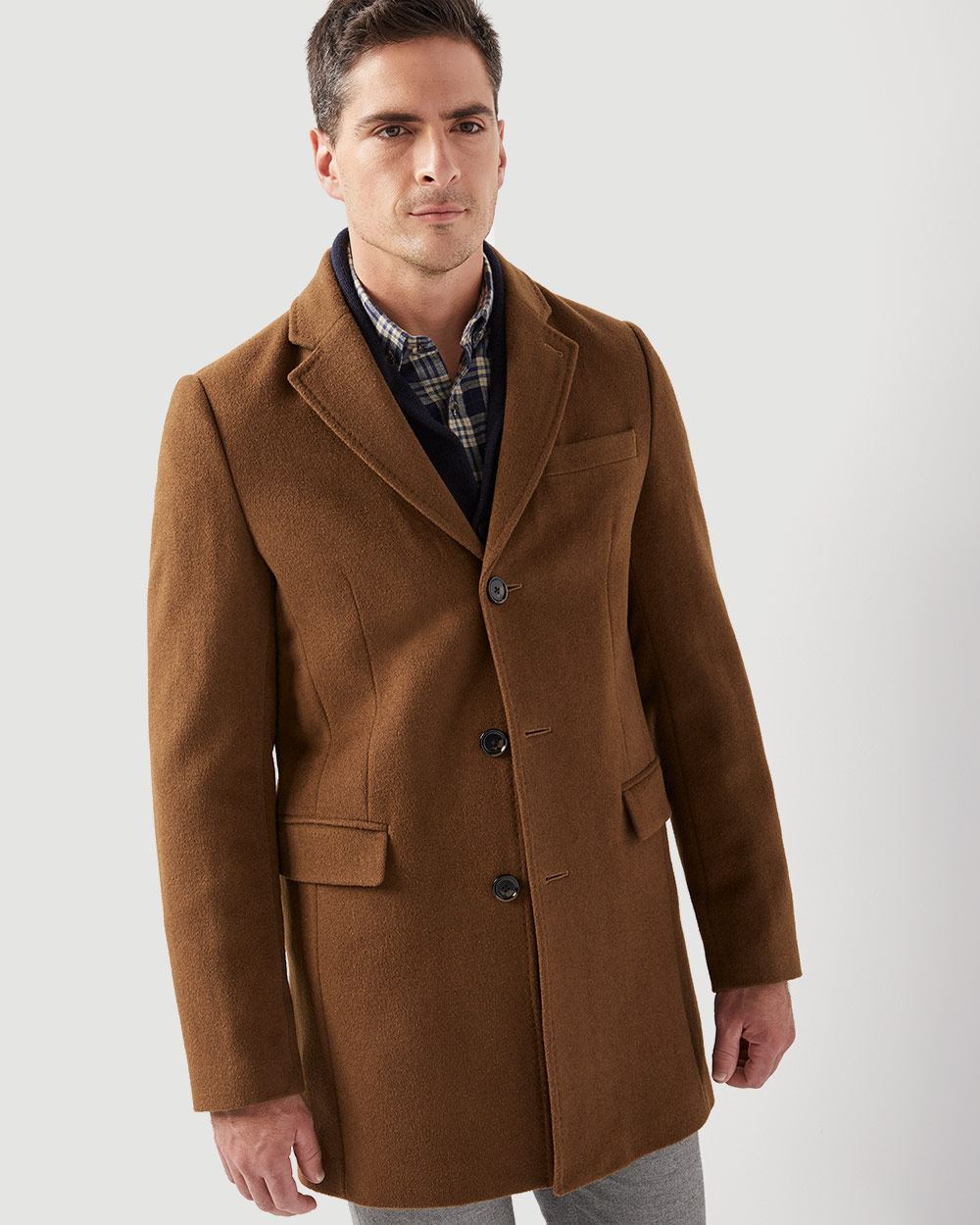 Camel brown Wool-blend top coat | RW&CO.