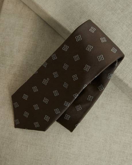 Wide Brown Tie with Mint Blue Squares