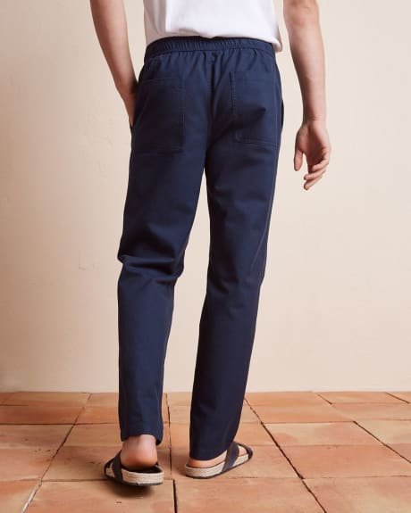 Stretch Pants with Elastic Waistband and Drawstring