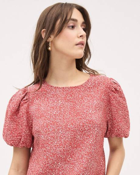Blouse Facile d'Entretien avec Manches Courtes Bouffantes