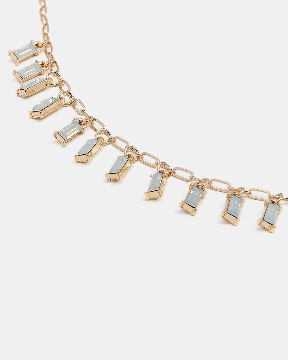 Gold Chain Necklace with Glass Stones