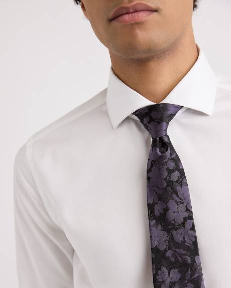 Black Regular Tie with Floral Pattern
