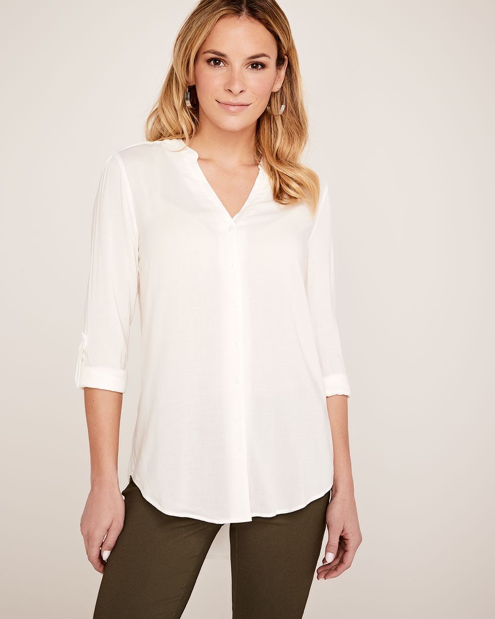 Split neck Challis blouse | RW&CO.