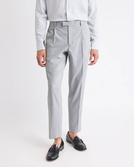 Pleated Tapered-Leg Striped Suit Pant