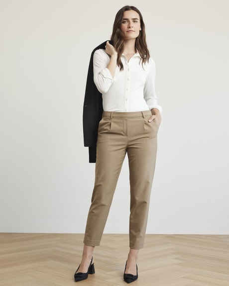 White Long-Sleeve Buttoned-Down Knit Shirt