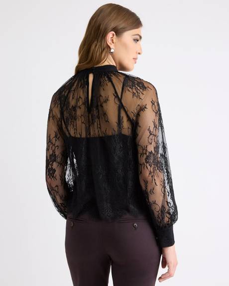 Blouse Popover en Dentelle à Manches Longues