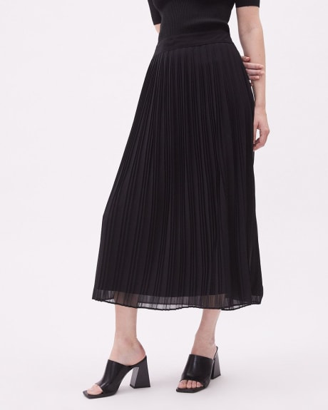 Pleated High-Rise A-Line Maxi Skirt