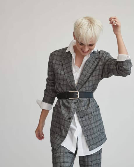 Gender-Neutral Deconstructed Checkered Blazer