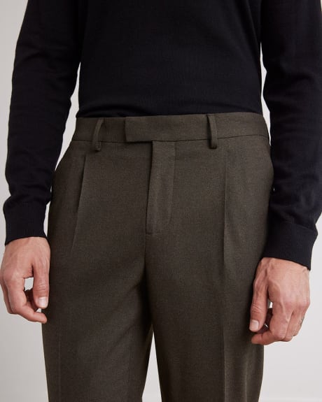 Dark Brown Pleated Tapered-Leg Suit Pant