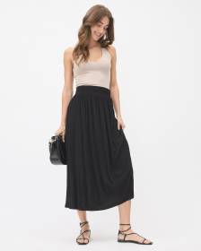 High-Waisted Flare Midi Skirt