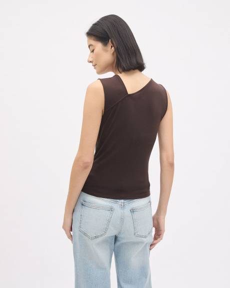 Sleeveless Top with Asymmetrical Neckline