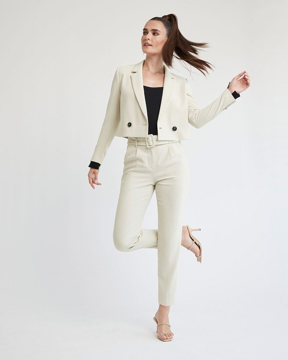 Loose Double-Breasted Crop Blazer