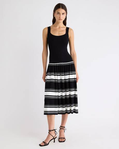 Sleeveless Square-Neck Midi Dress