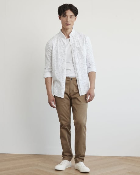 Long-Sleeve Piqué Cotton Shirt with Dots