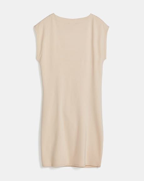 Sleeveless Shift Dress with Side Drawstring Detail