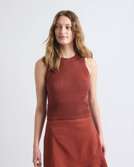 Sleeveless Short Crochet Sweater