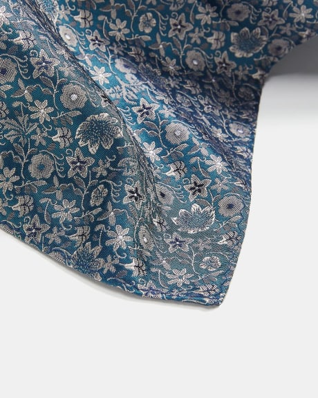Teal Handkerchief with Floral Pattern