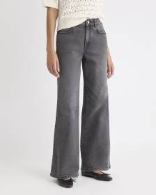 Long Dark Grey High-Rise Wide-Leg Jeans