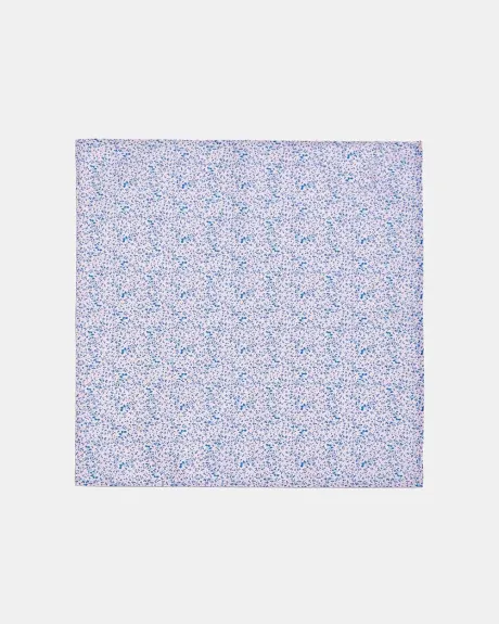 Pink Pocket Silk Square with Blue Flowers