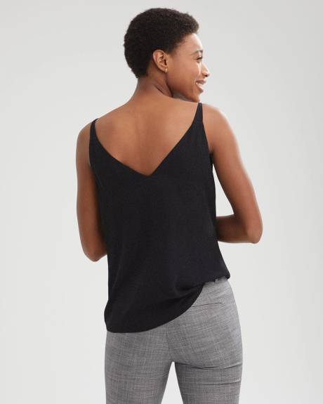 Camisole en Cr&ecirc;pe Col V &agrave; &Eacute;paules Pliss&eacute;es