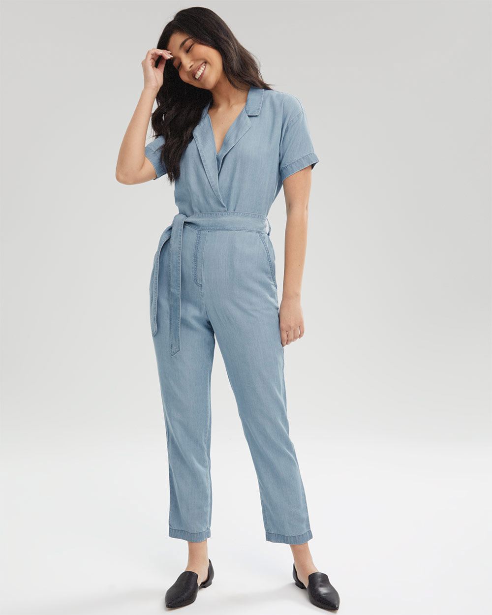 Wrap Shirt Collar Jumpsuit RW&CO.