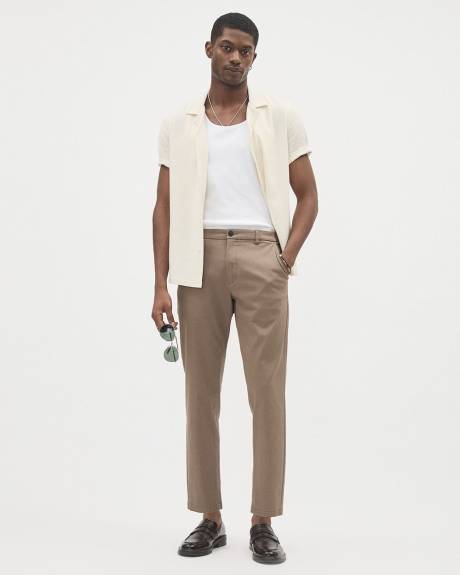 Slim-Fit Short-Sleeve Knit Shirt with Camp Collar