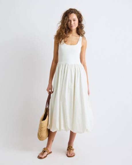 Robe Midi Bimatière Sans Manches à Ourlet Bulle