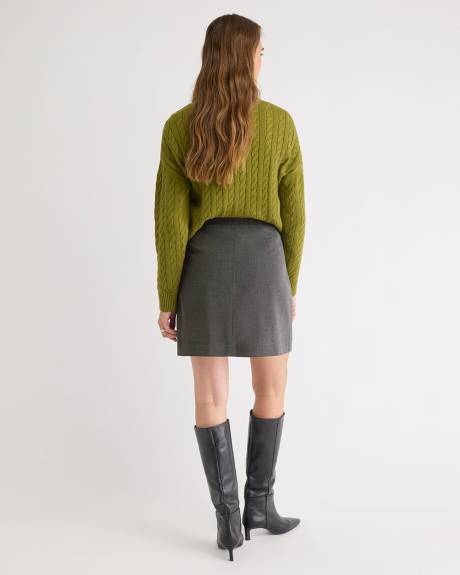 Jupe Plissée en Sergé à Taille Très Haute