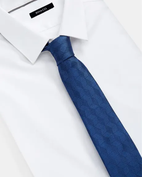 Cravate Régulière Bleue Vive Texturée à Motif Géométrique Tonal