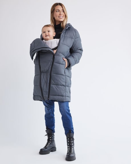 Hooded Puffer Jacket with Extension - Thyme Maternity