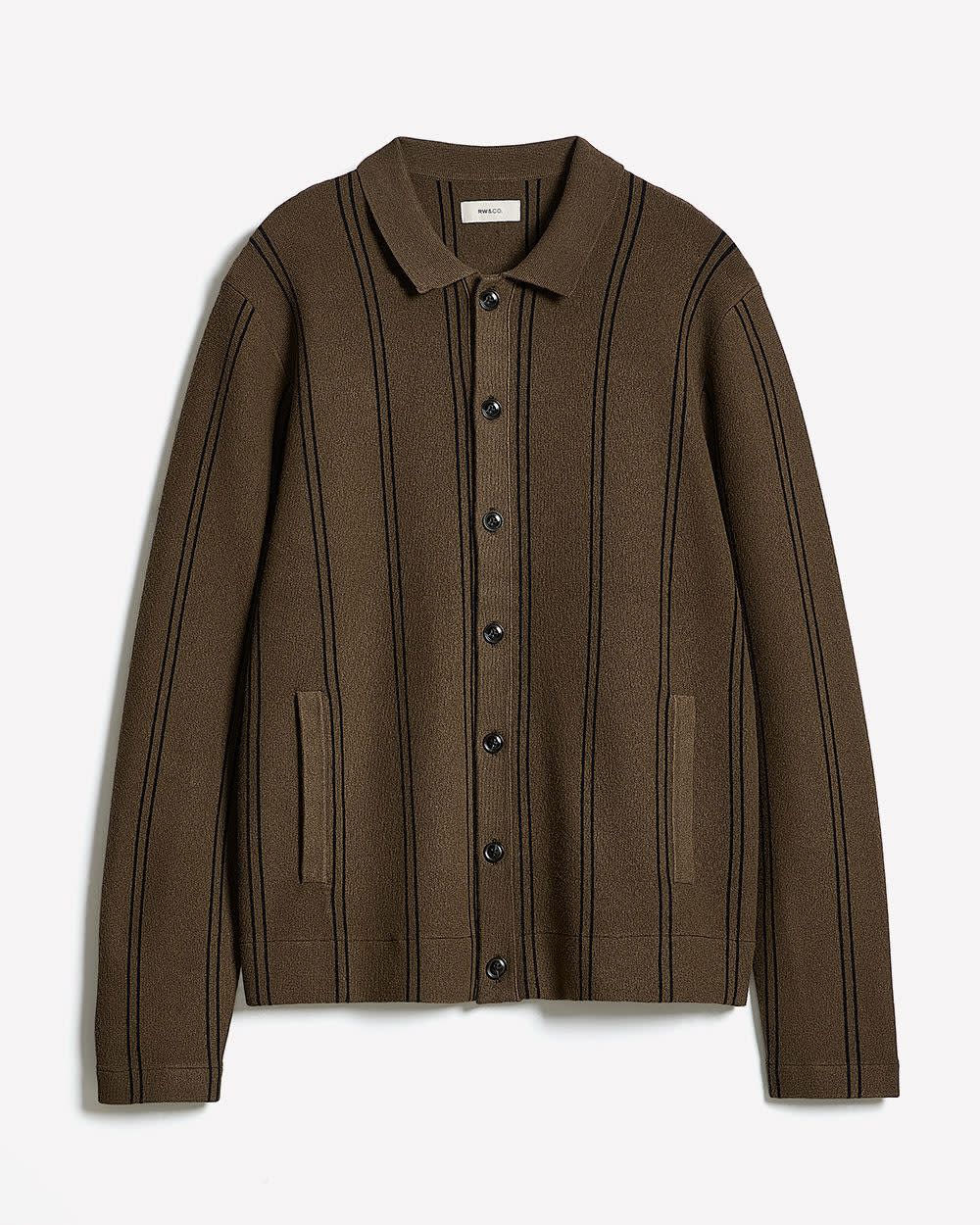 Shirt-Collar Cardigan Sweater with Milano Stitches | RW&CO.
