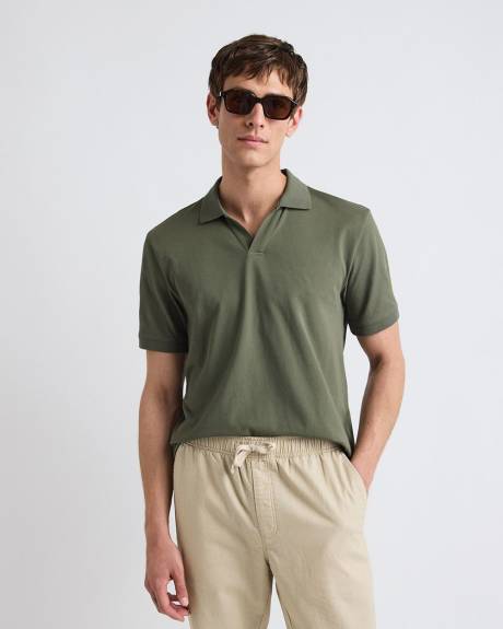 Solid CoolMax (R) Short-Sleeve Polo with Johnny Collar