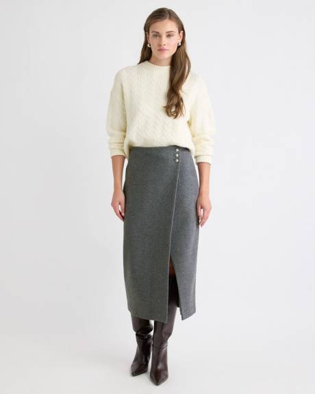 Melton Pencil Midi Skirt