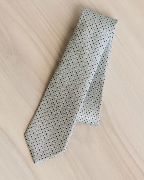 Regular Grey Tie with Geometric Pattern