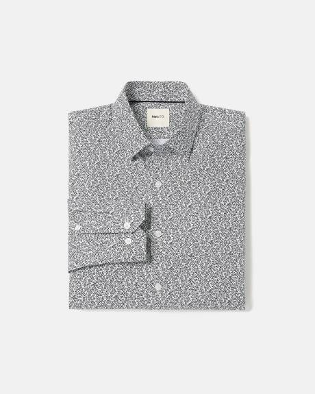 Chemise Habill&eacute;e Blanche &agrave; Coupe &Eacute;troite &agrave; Motif Floral Marine