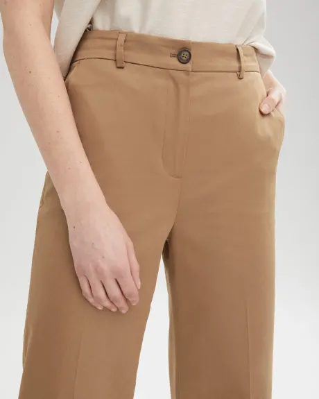 Pantalon Taille Haute Coton Lin à Jambe Large Écourtée