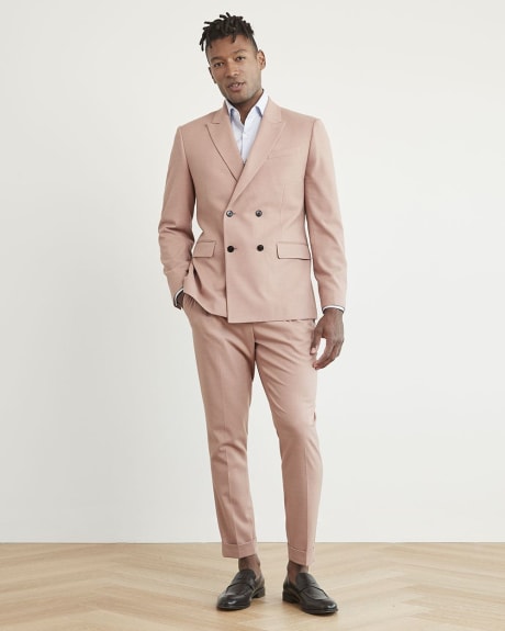 Pink Pleated Tapered-Leg Suit Pant