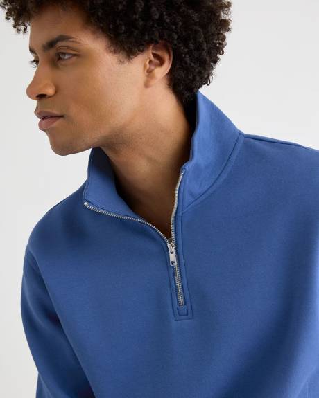 Long-Sleeve Half-Zip Mock-Neck Sweater