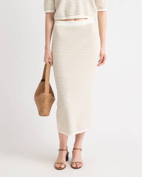 Pencil Midi Skirt with Fancy Stitches