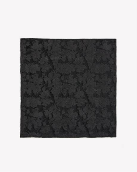 Black Handkerchief with Tonal Floral Pattern