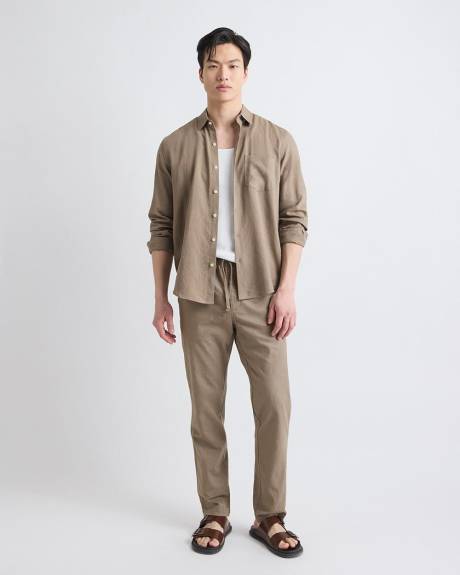 Chemise à Manches Longues en Mélange de Lin