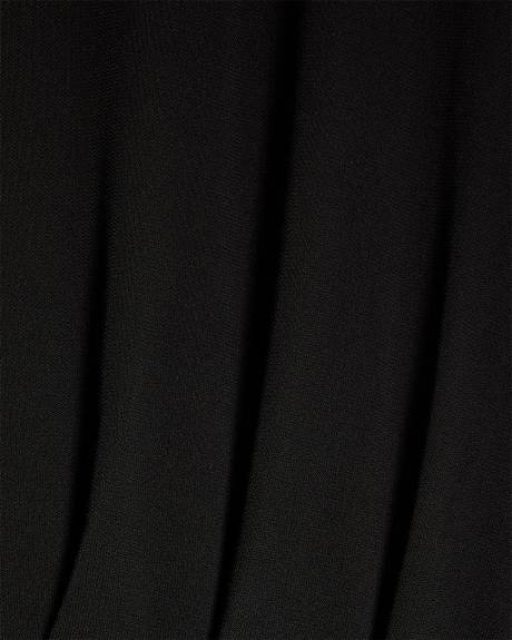 Extended-Sleeve Mock-Neck Draped Midi Dress