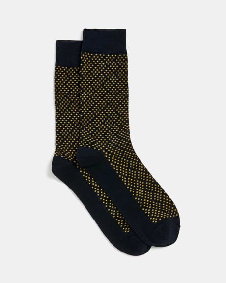 Navy Socks with Yellow Argyle Pattern