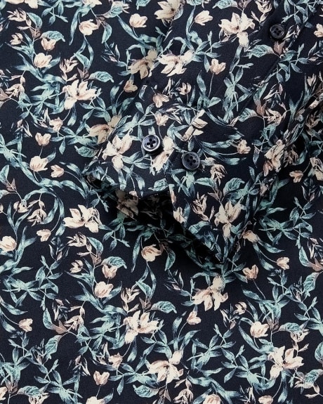 Slim Fit Navy Floral Print Dress Shirt