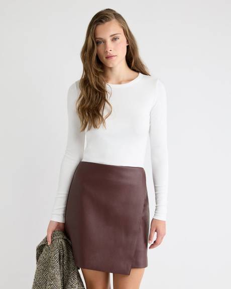 Luxe Knit Long-Sleeve Crew-Neck Fitted Ribbed Tee