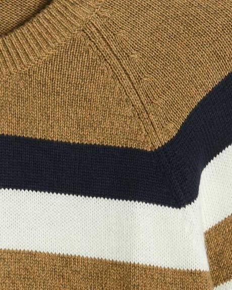Knitted Striped Crew Neck Sweater