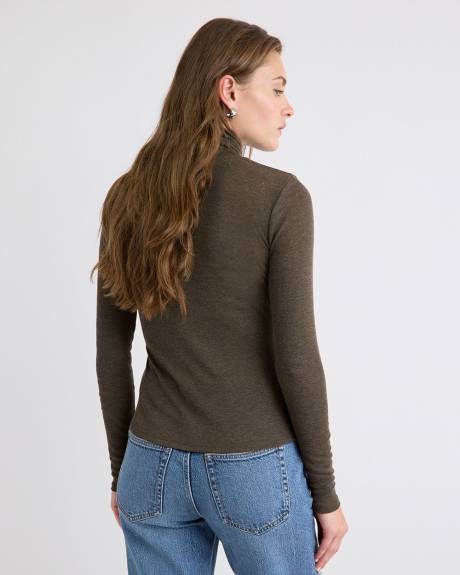 Haut en Mélange de Laine à Manches Longues et Col Haut