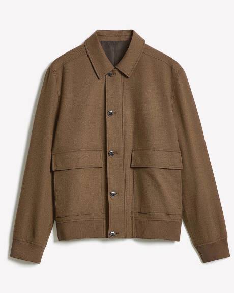 Twill Bomber Jacket with Shirt Collar